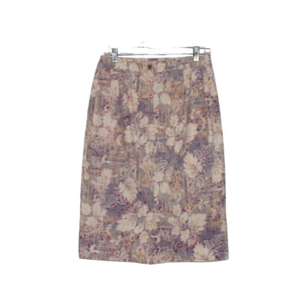 Vtg Miss Alliage Collection Denim Skirt Floral Size 10